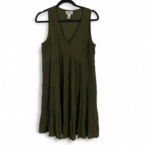 Japna Green sleeveless mini dress with V-neckline and skirt #boho #festivalvibes